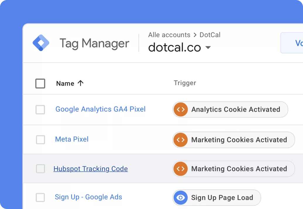 Google Tag Manager Dashboard